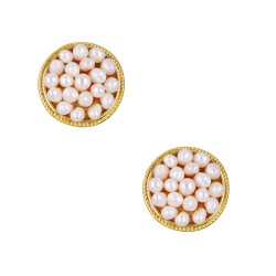 Σκουλαρίκια με λευκά μαργαριτάρια και βάση από ατσάλι με κλιπ - F126875